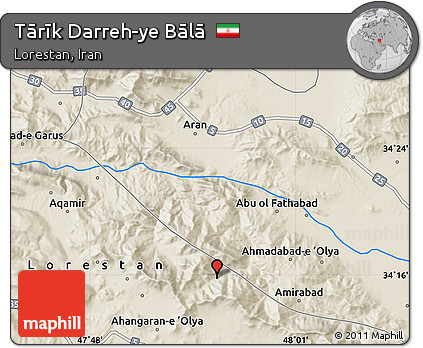 Shaded Relief Map of Tārīk Darreh-ye Bālā