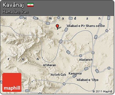 Shaded Relief Map of Kavānaj