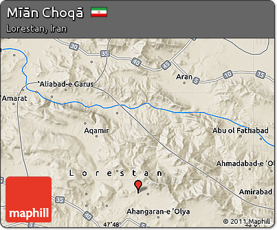 Shaded Relief Map of Mīān Choqā