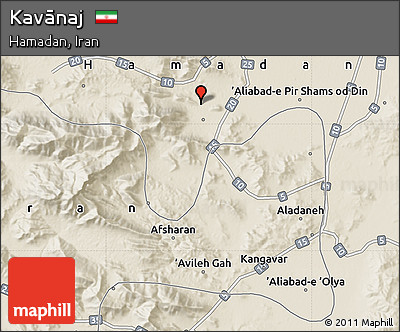 Shaded Relief Map of Kavānaj