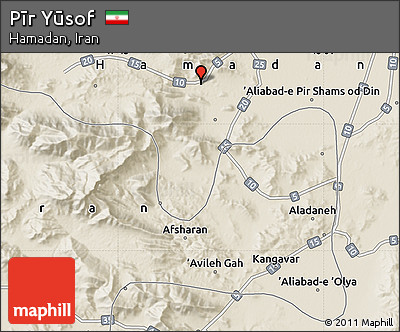 Shaded Relief Map of Pīr Yūsof