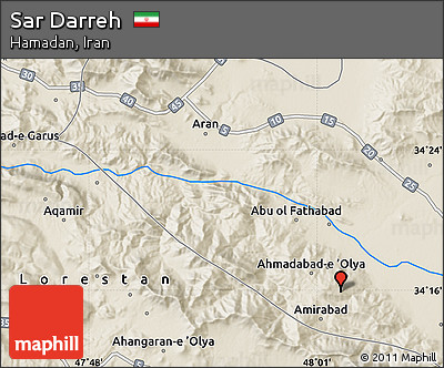 Shaded Relief Map of Sar Darreh