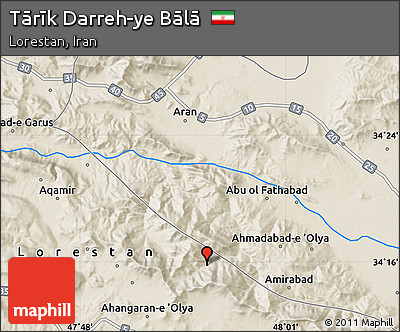 Shaded Relief Map of Tārīk Darreh-ye Bālā