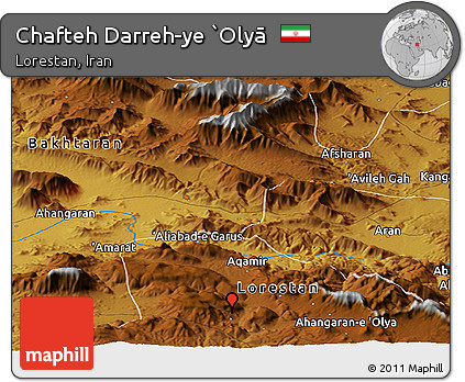Physical Panoramic Map of Chafteh Darreh-ye `Olyā