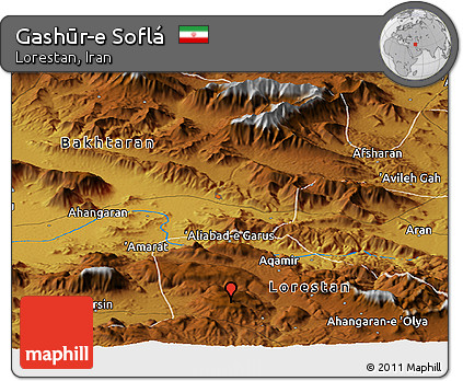 Physical Panoramic Map of Gashūr-e Soflá