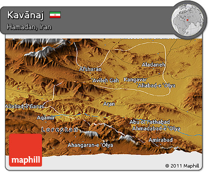Physical Panoramic Map of Kavānaj