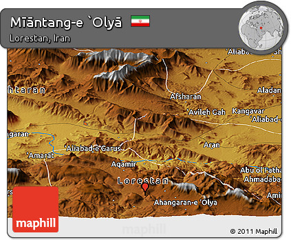 Physical Panoramic Map of Mīāntang-e `Olyā