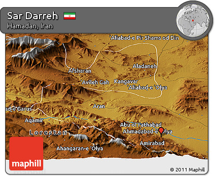 Physical Panoramic Map of Sar Darreh