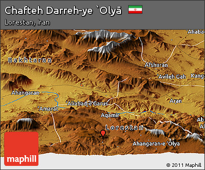 Physical Panoramic Map of Chafteh Darreh-ye `Olyā