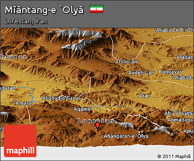 Physical Panoramic Map of Mīāntang-e `Olyā