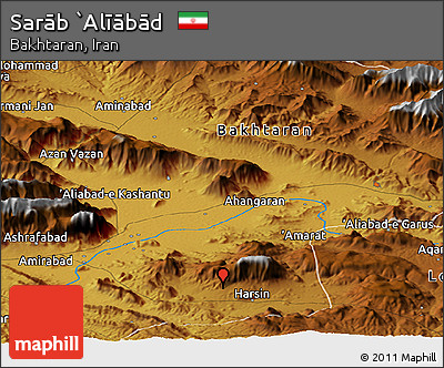 Physical Panoramic Map of Sarāb `Alīābād