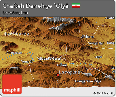 Physical Panoramic Map of Chafteh Darreh-ye `Olyā