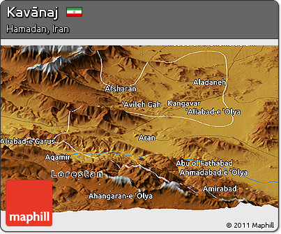 Physical Panoramic Map of Kavānaj