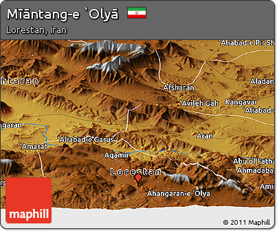 Physical Panoramic Map of Mīāntang-e `Olyā