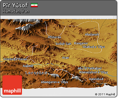 Physical Panoramic Map of Pīr Yūsof