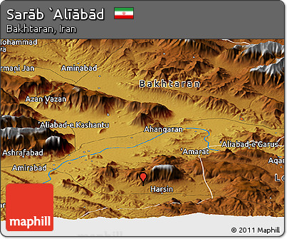 Physical Panoramic Map of Sarāb `Alīābād