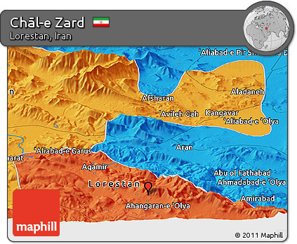 Political Panoramic Map of Chāl-e Zard