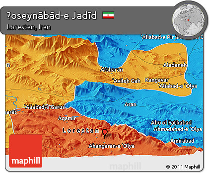 Political Panoramic Map of Ḩoseynābād-e Jadīd