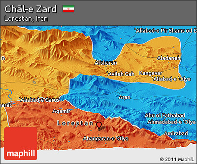 Political Panoramic Map of Chāl-e Zard