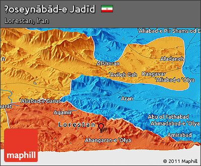 Political Panoramic Map of Ḩoseynābād-e Jadīd