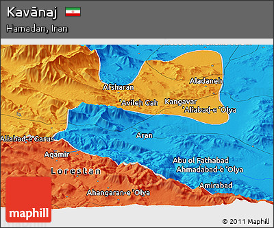 Political Panoramic Map of Kavānaj