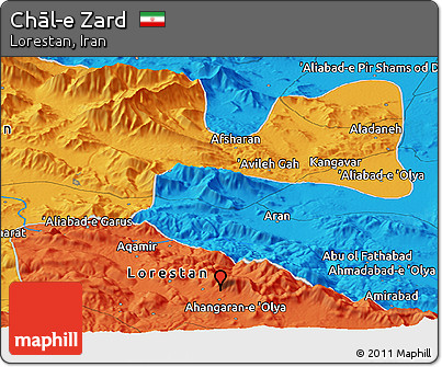 Political Panoramic Map of Chāl-e Zard