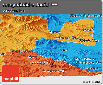 Political Panoramic Map of Ḩoseynābād-e Jadīd