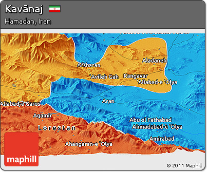 Political Panoramic Map of Kavānaj