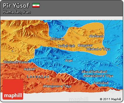 Political Panoramic Map of Pīr Yūsof
