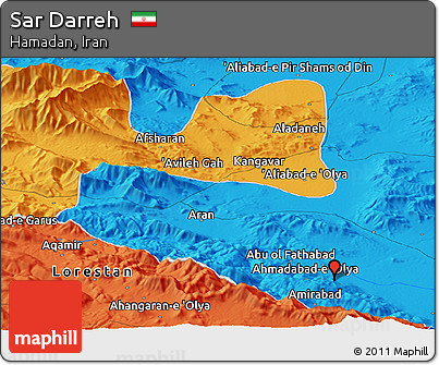 Political Panoramic Map of Sar Darreh