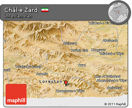 Satellite Panoramic Map of Chāl-e Zard