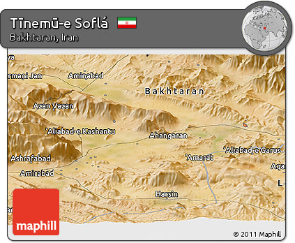 Satellite Panoramic Map of Tīnemū-e Soflá
