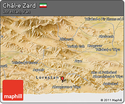 Satellite Panoramic Map of Chāl-e Zard