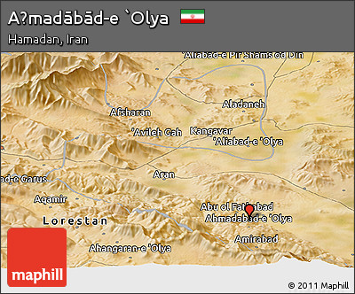 Satellite Panoramic Map of Aḩmadābād-e `Olya