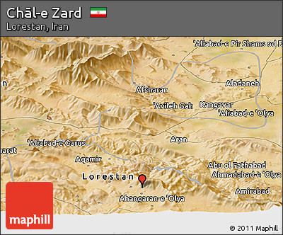 Satellite Panoramic Map of Chāl-e Zard