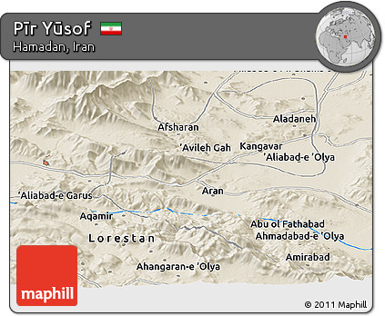 Shaded Relief Panoramic Map of Pīr Yūsof