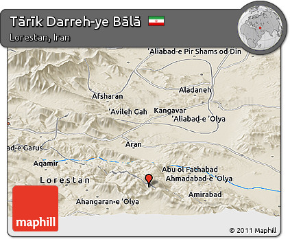 Shaded Relief Panoramic Map of Tārīk Darreh-ye Bālā