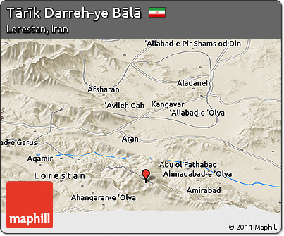 Shaded Relief Panoramic Map of Tārīk Darreh-ye Bālā