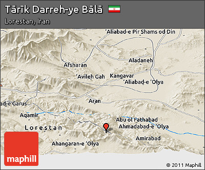 Shaded Relief Panoramic Map of Tārīk Darreh-ye Bālā