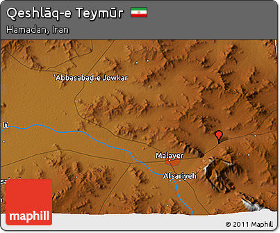 Physical 3D Map of Qeshlāq-e Teymūr