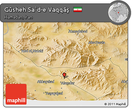 Satellite 3D Map of Gūsheh Sa`d-e Vaqqāş