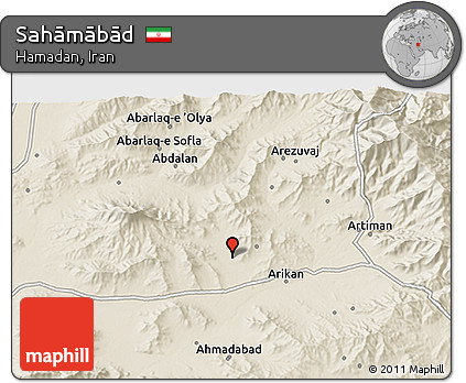 Shaded Relief 3D Map of Sahāmābād