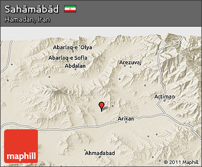 Shaded Relief 3D Map of Sahāmābād