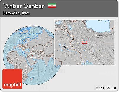 Gray Location Map of `Anbar Qanbar, hill shading