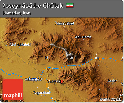Physical Map of Ḩoseynābād-e Chūlak