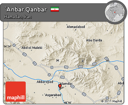 Shaded Relief Map of `Anbar Qanbar