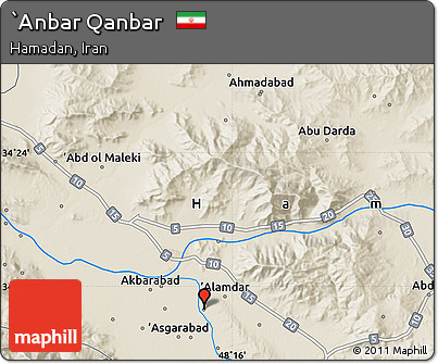 Shaded Relief Map of `Anbar Qanbar