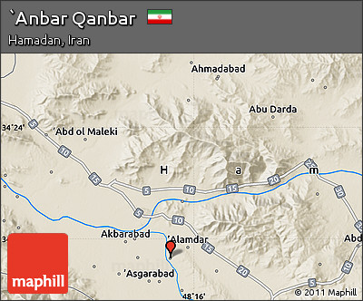 Shaded Relief Map of `Anbar Qanbar