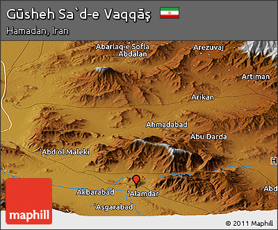 Physical Panoramic Map of Gūsheh Sa`d-e Vaqqāş