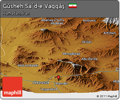 Physical Panoramic Map of Gūsheh Sa`d-e Vaqqāş